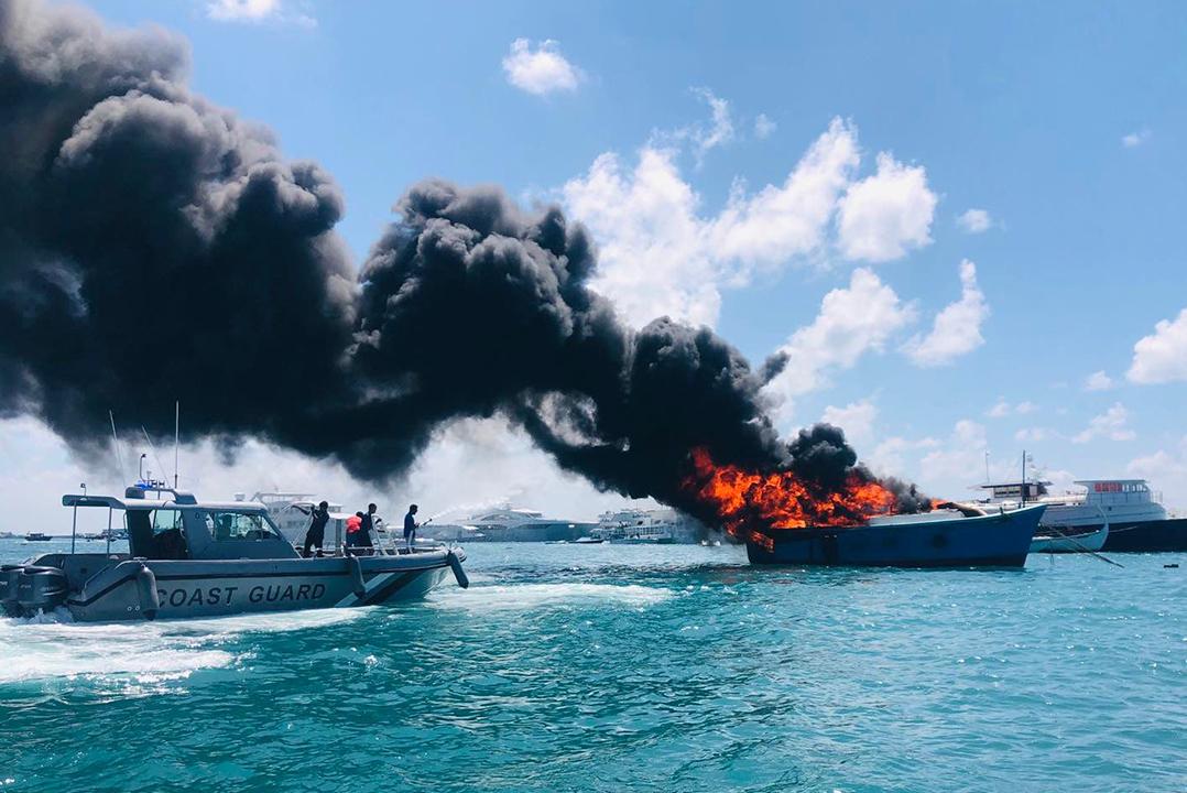Fuel Vessel Catches Fire in Hulhumalé Lagoon