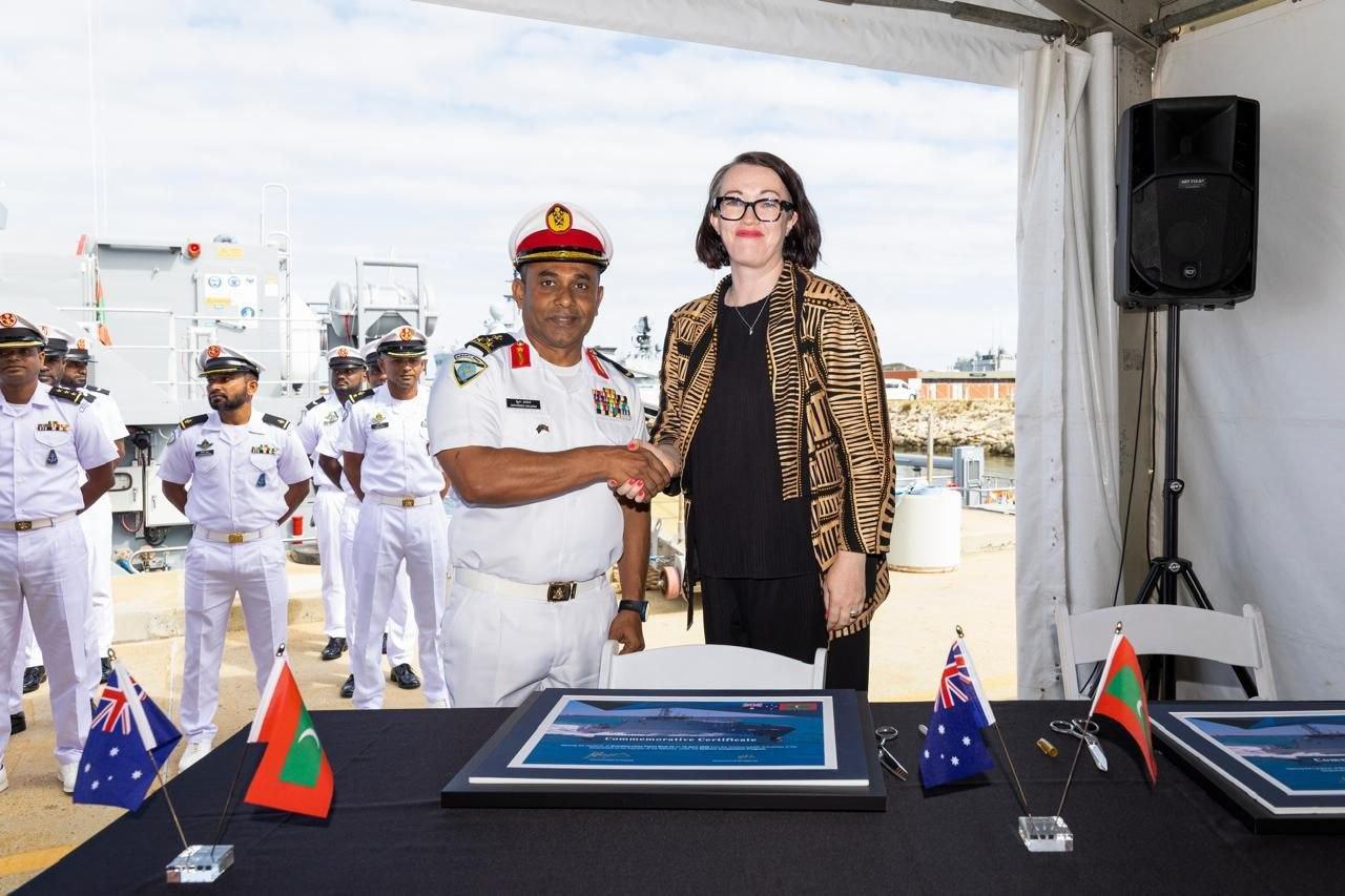 އޮސްޓްރޭލިއާއިން ދިވެހި އަސްކަރިއްޔާއަށް ހަދިޔާކުރާ "ގާޑިއަން ކްލާސް" ޕެޓްރޯލް ބޯޓާ އެމްއެންޑީއެފުން ރަސްމީކޮށް ހަވާލުވެއްޖެ