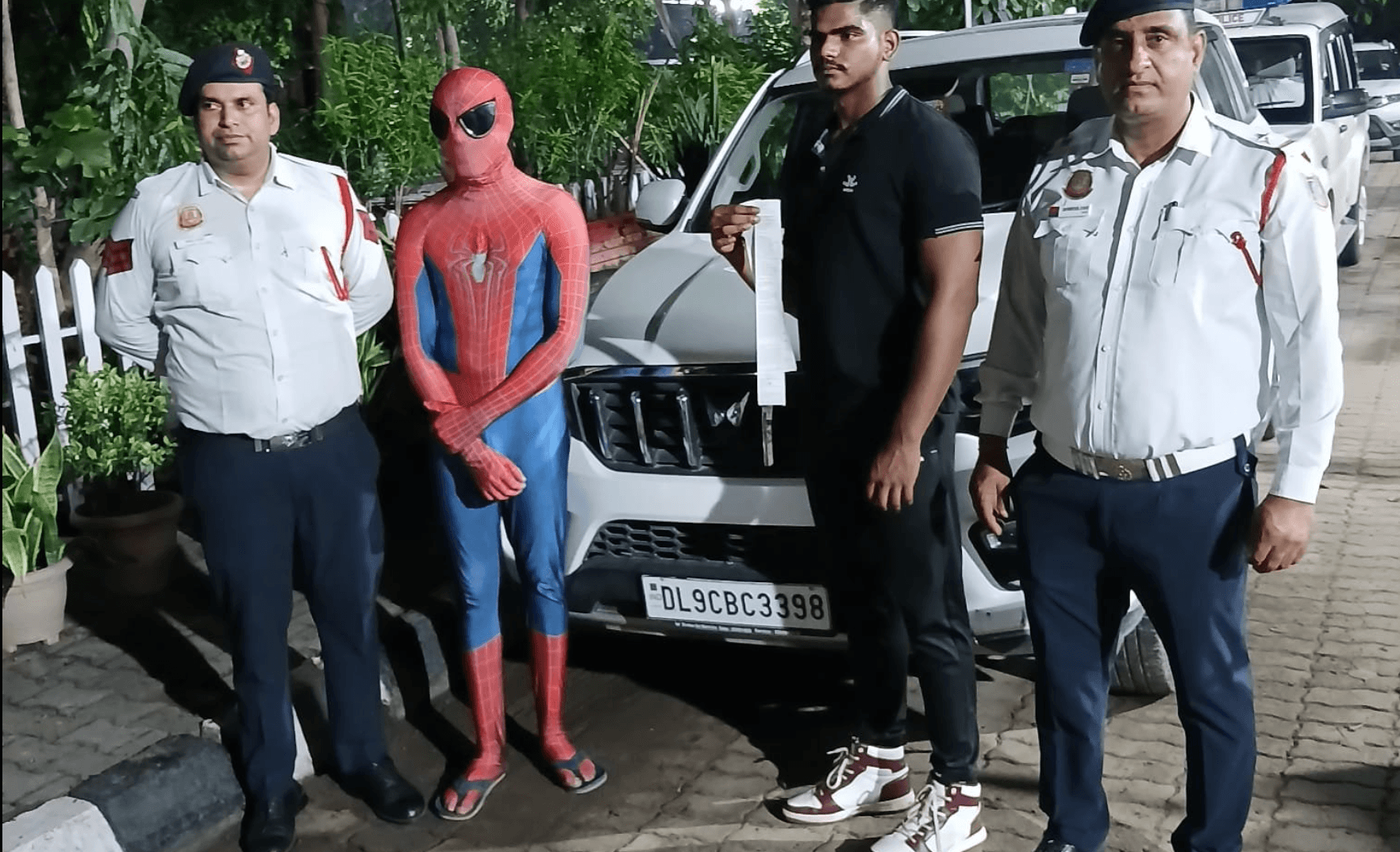 ‘Spider-Man’ rides on car’s bonnet in Delhi, caught by police after video goes viral