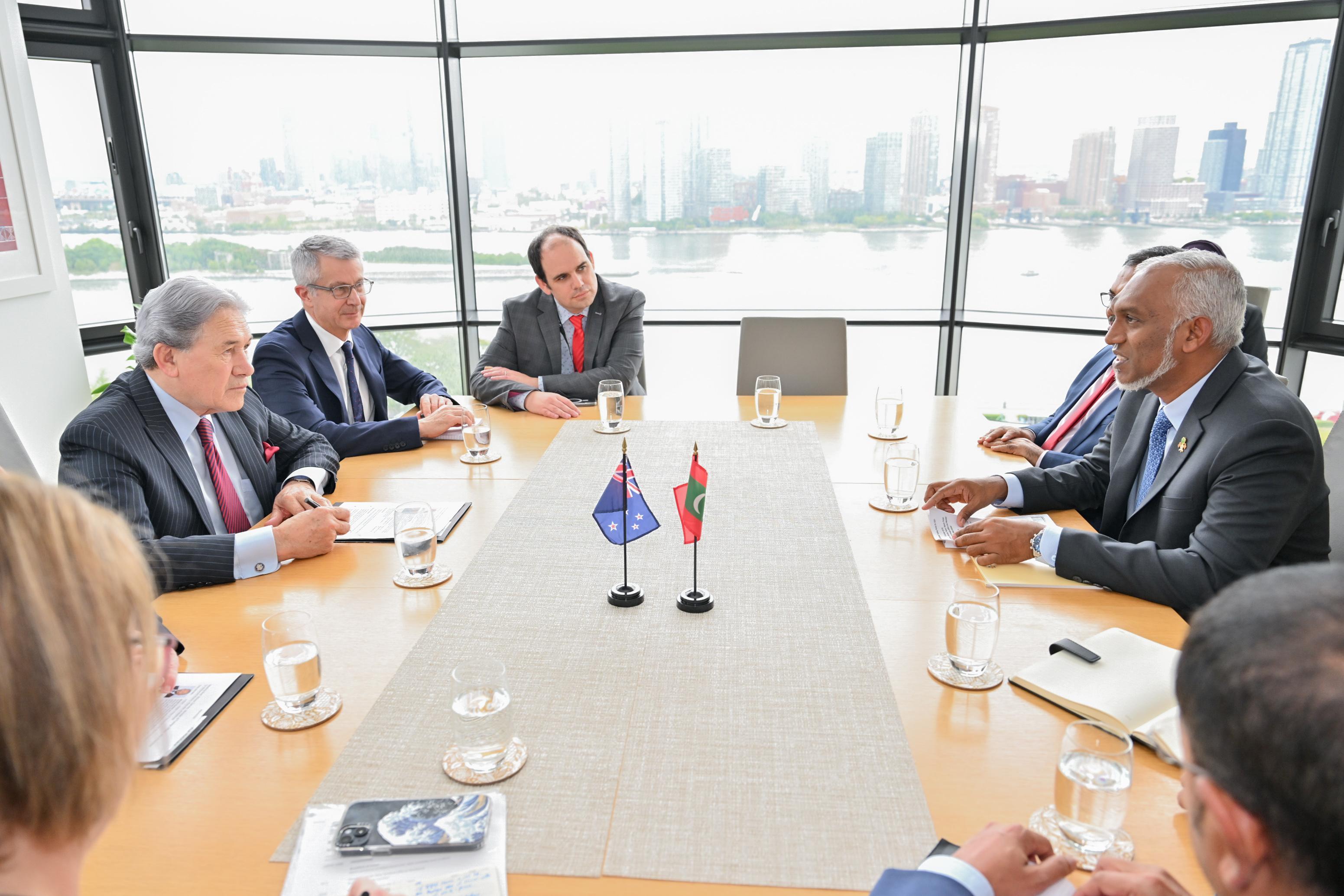 President Dr. Mohamed Muizzu Meets with New Zealand Deputy Prime Minister Winston Peters at UNGA 79