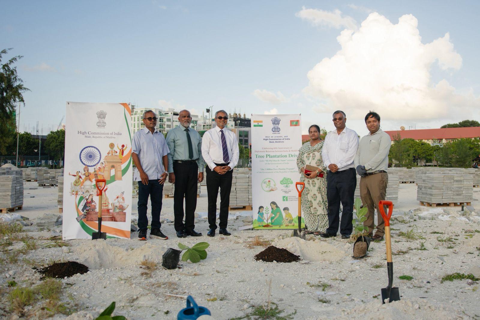 ދިވެހިރާއްޖެއާއި އިންޑިޔާގެ ގުޅުމަށް 60 އަހަރު ފުރުން ފާހަގަ ކުރުމަށް ހުޅުމާލޭ ގައި 60 ގަސް އިންދައިފި